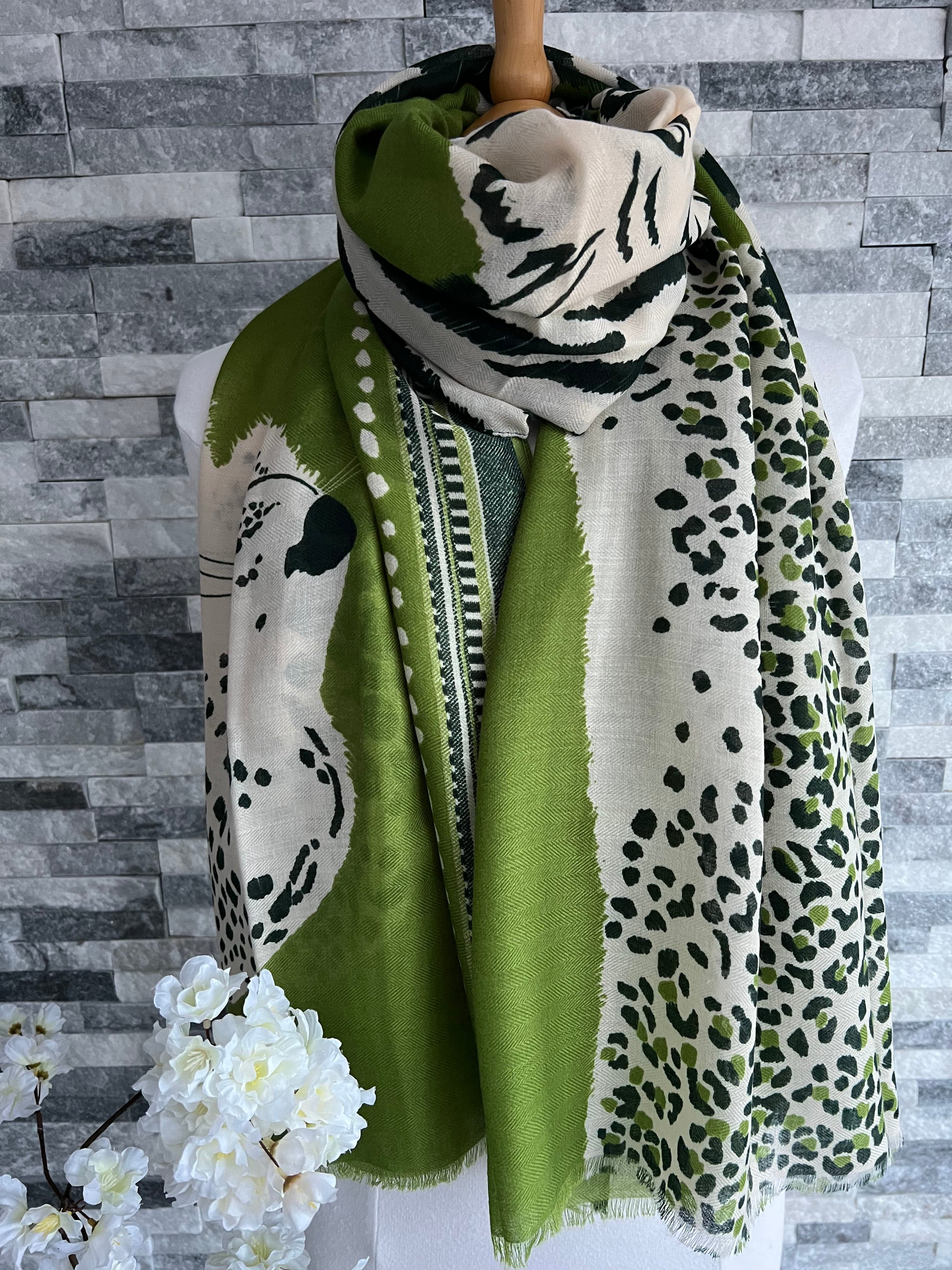 Green Tiger & Leopard Animal Print Scarf – lusciousscarves