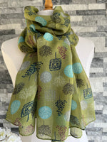 Load image into Gallery viewer, lusciousscarves Scarves Green Woody Trees Scarf
