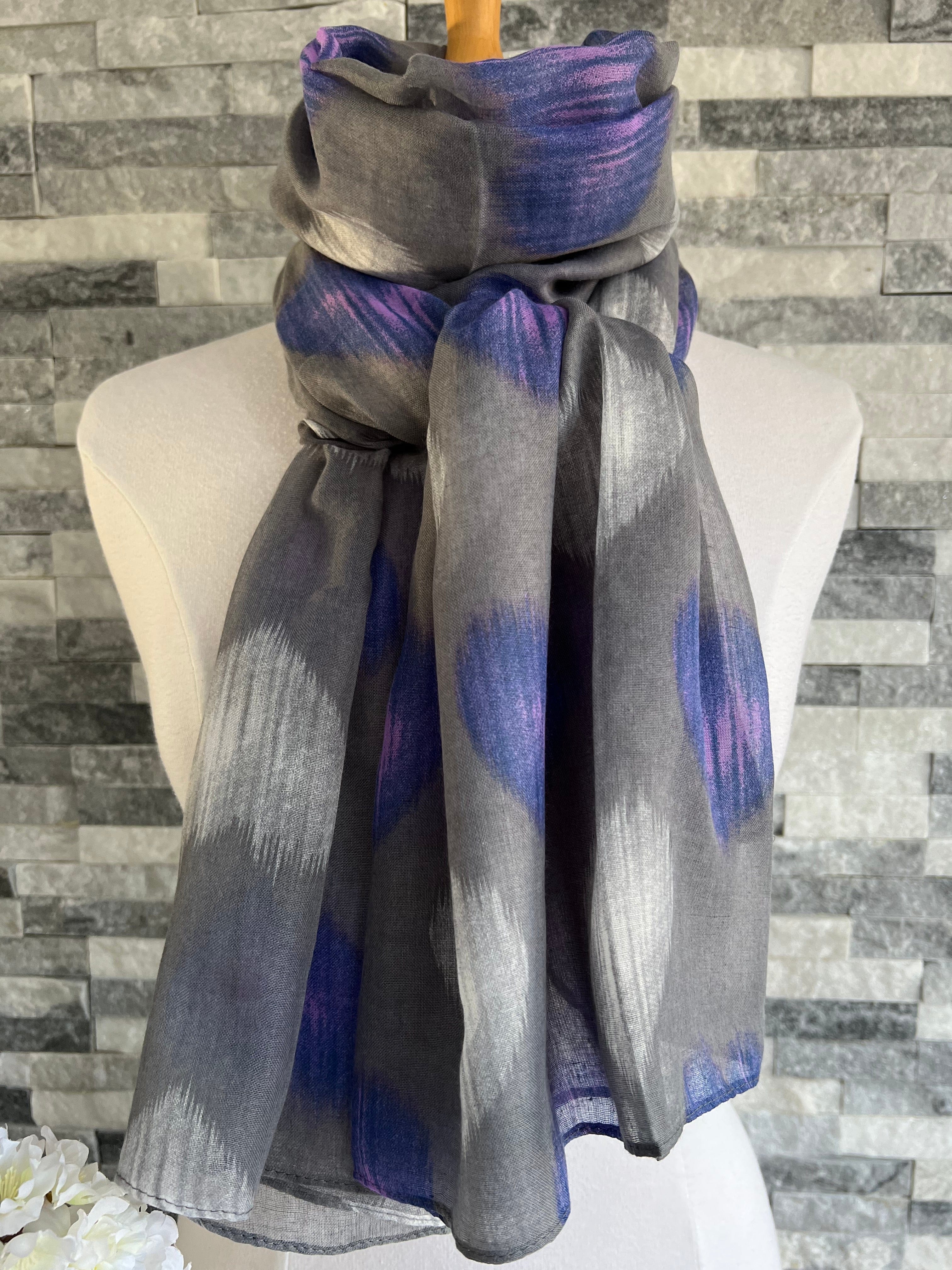 lusciousscarves Scarves Grey Faded Hearts Scarf
