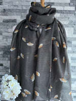 Load image into Gallery viewer, lusciousscarves Scarves Grey Ginkgo Leaves Scarf
