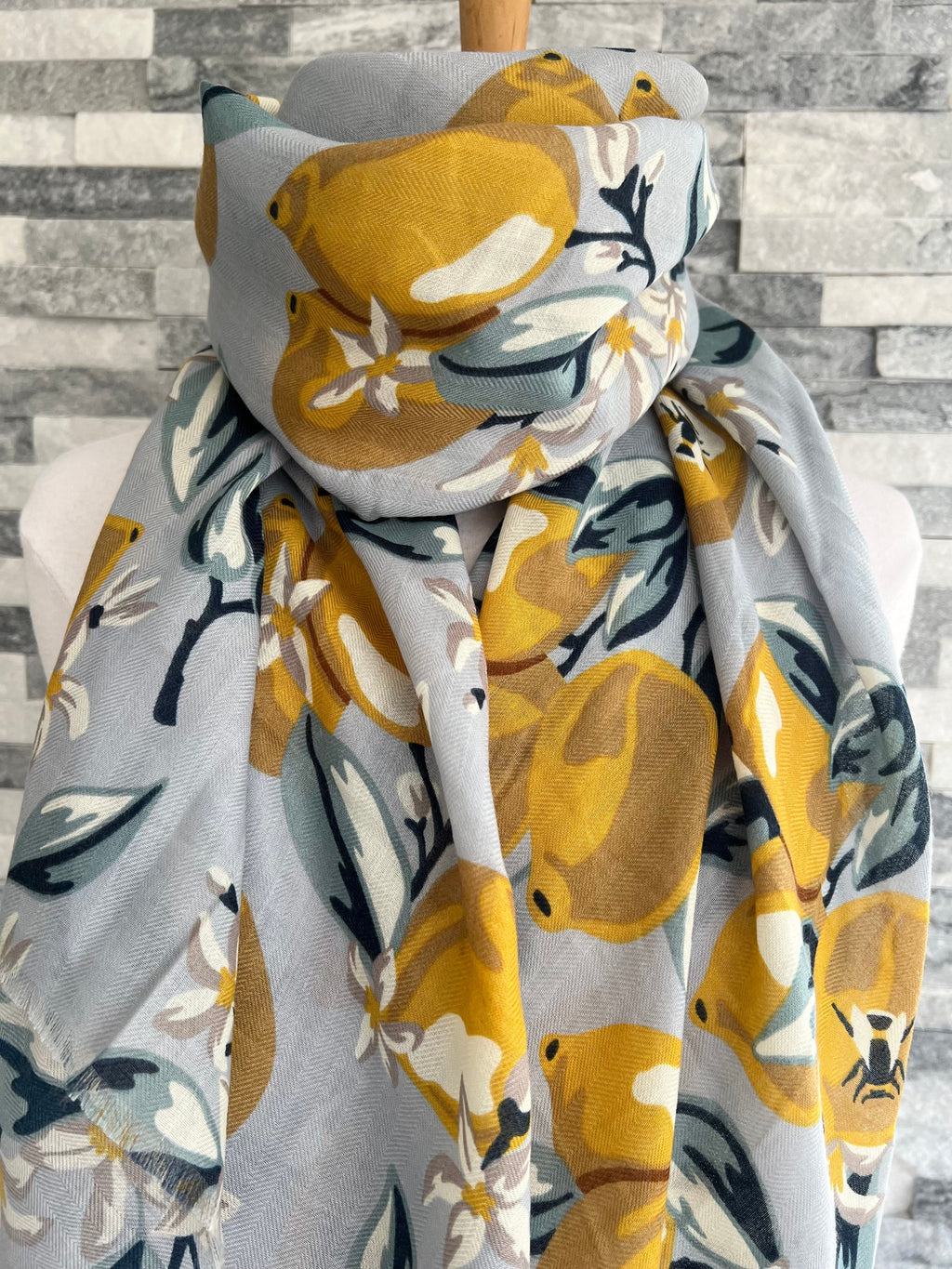 lusciousscarves Scarves Grey Lemon Tree Scarf