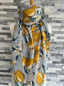 lusciousscarves Scarves Grey Lemon Tree Scarf