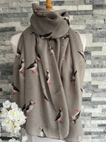 Load image into Gallery viewer, lusciousscarves Scarves Grey Puffins Scarf
