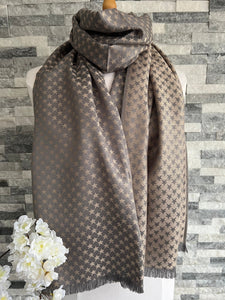 lusciousscarves Scarves Grey/Silver Reversible Stars Pashmina.