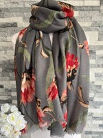Load image into Gallery viewer, lusciousscarves Scarves Grey Thistle Scarf.
