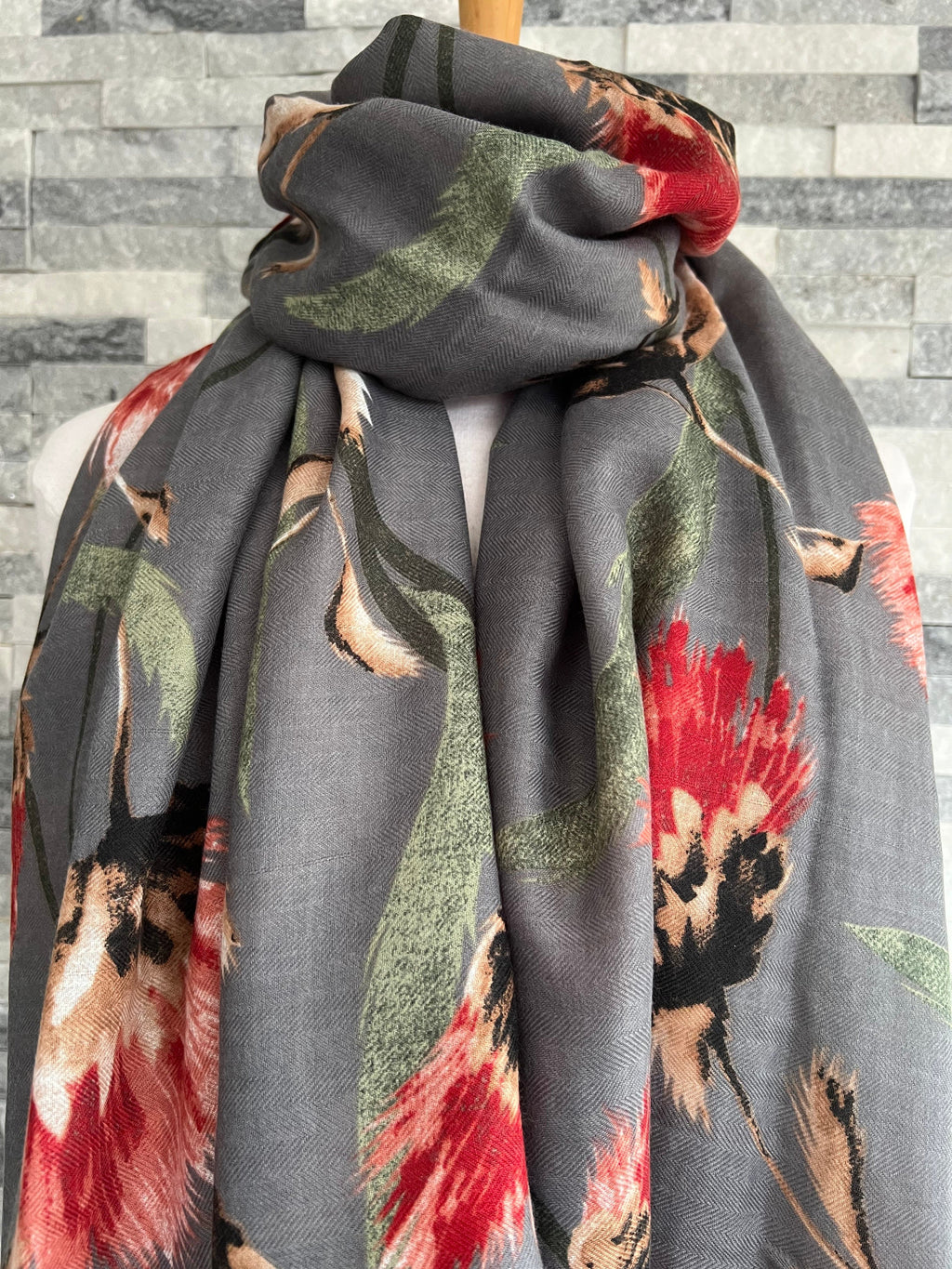 lusciousscarves Scarves Grey Thistle Scarf.