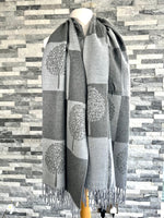 Load image into Gallery viewer, lusciousscarves Scarves Grey Two Tone Cashmere Blend Mulberry Tree Scarf
