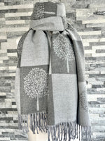 Load image into Gallery viewer, lusciousscarves Scarves Grey Two Tone Cashmere Blend Mulberry Tree Scarf
