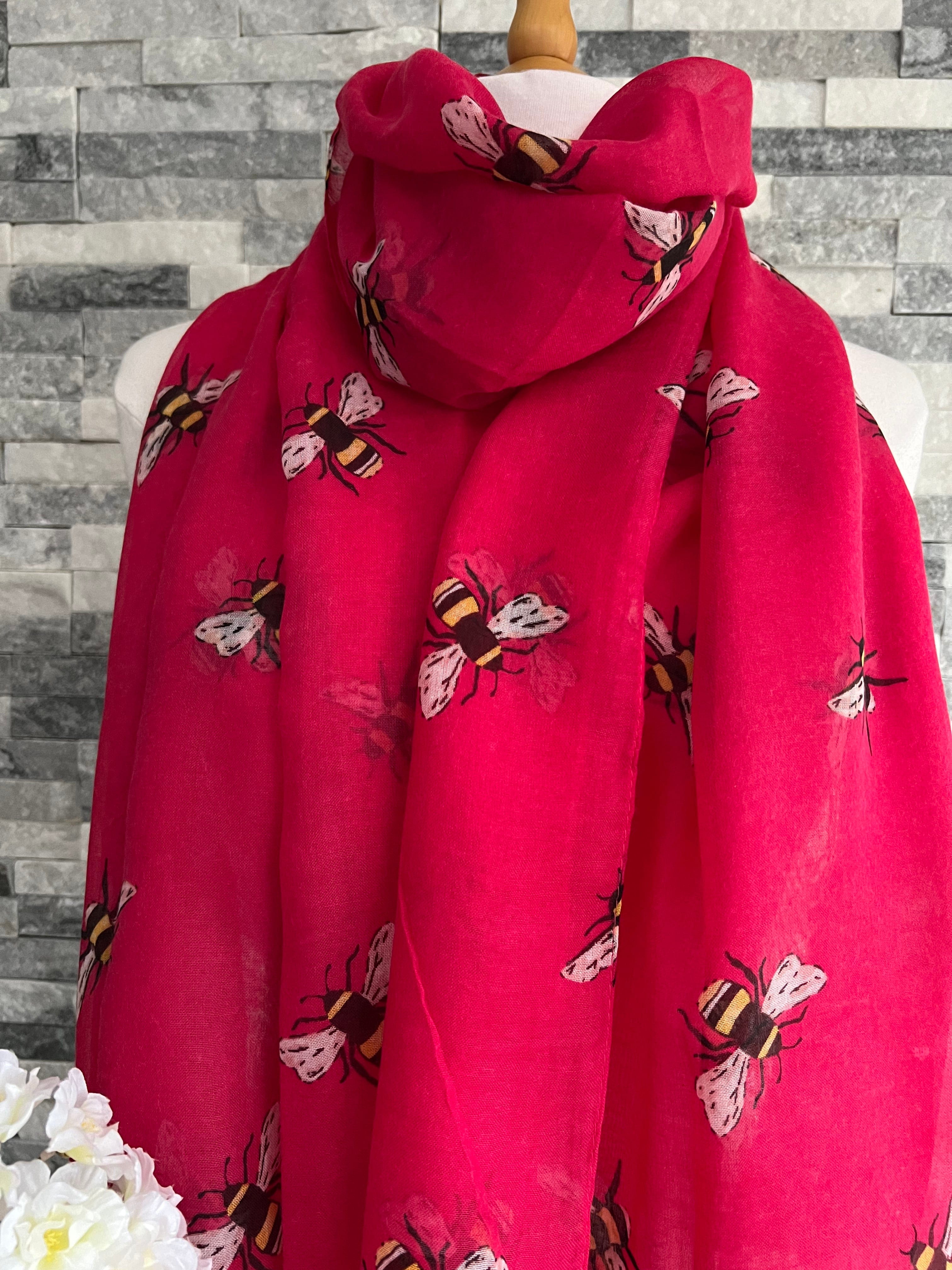 lusciousscarves Scarves Hot Pink Busy Bees Scarf