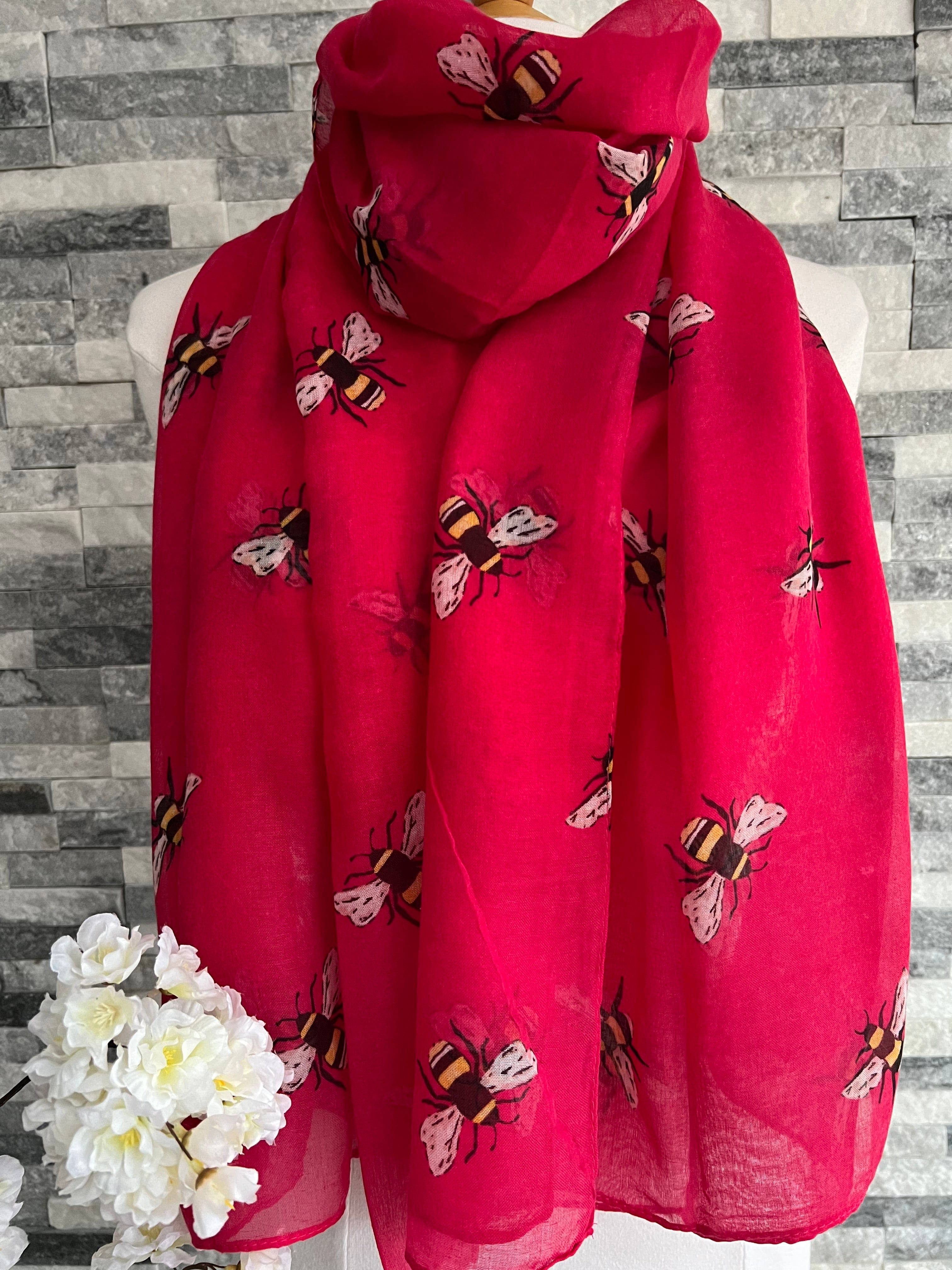 lusciousscarves Scarves Hot Pink Busy Bees Scarf