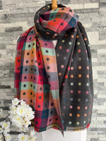 Load image into Gallery viewer, lusciousscarves Scarves Jacquard Spotty Dots Scarf Dark Grey
