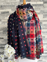 Load image into Gallery viewer, lusciousscarves Scarves Jacquard Spotty Dots Scarf Navy
