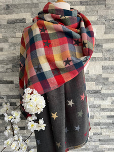 lusciousscarves Scarves Jacquard Stars Scarf Grey
