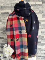 Load image into Gallery viewer, lusciousscarves Scarves Jacquard Stars Scarf Navy

