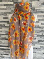Load image into Gallery viewer, lusciousscarves Scarves Ladies Grey Daffodils Scarf
