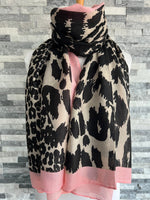 Load image into Gallery viewer, lusciousscarves Scarves Leopard Print Scarf with Pink Border
