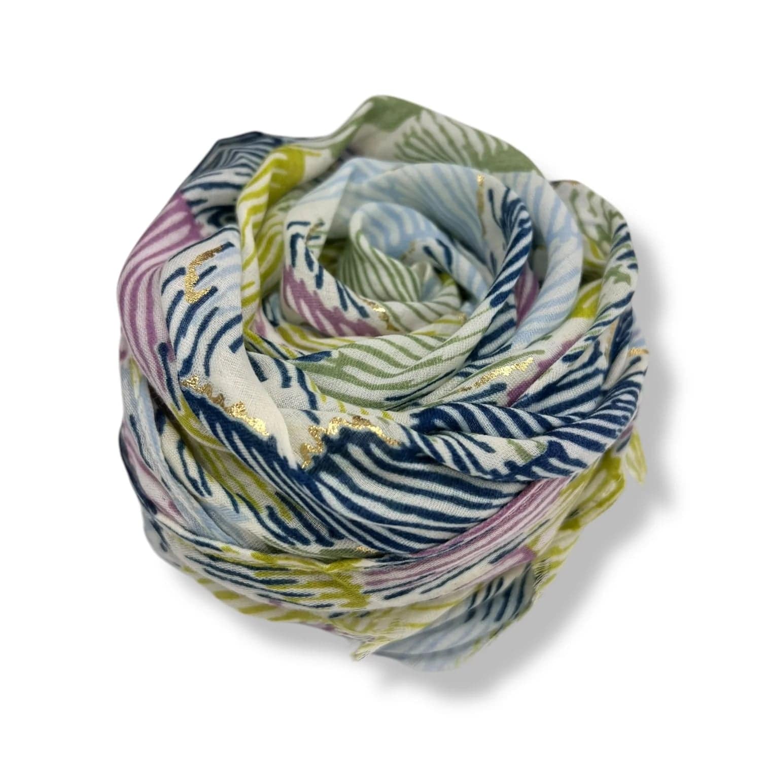 lusciousscarves Scarves Lime, Lilac and Blue Floral Brush Stroke Prints Scarf, Light Weight