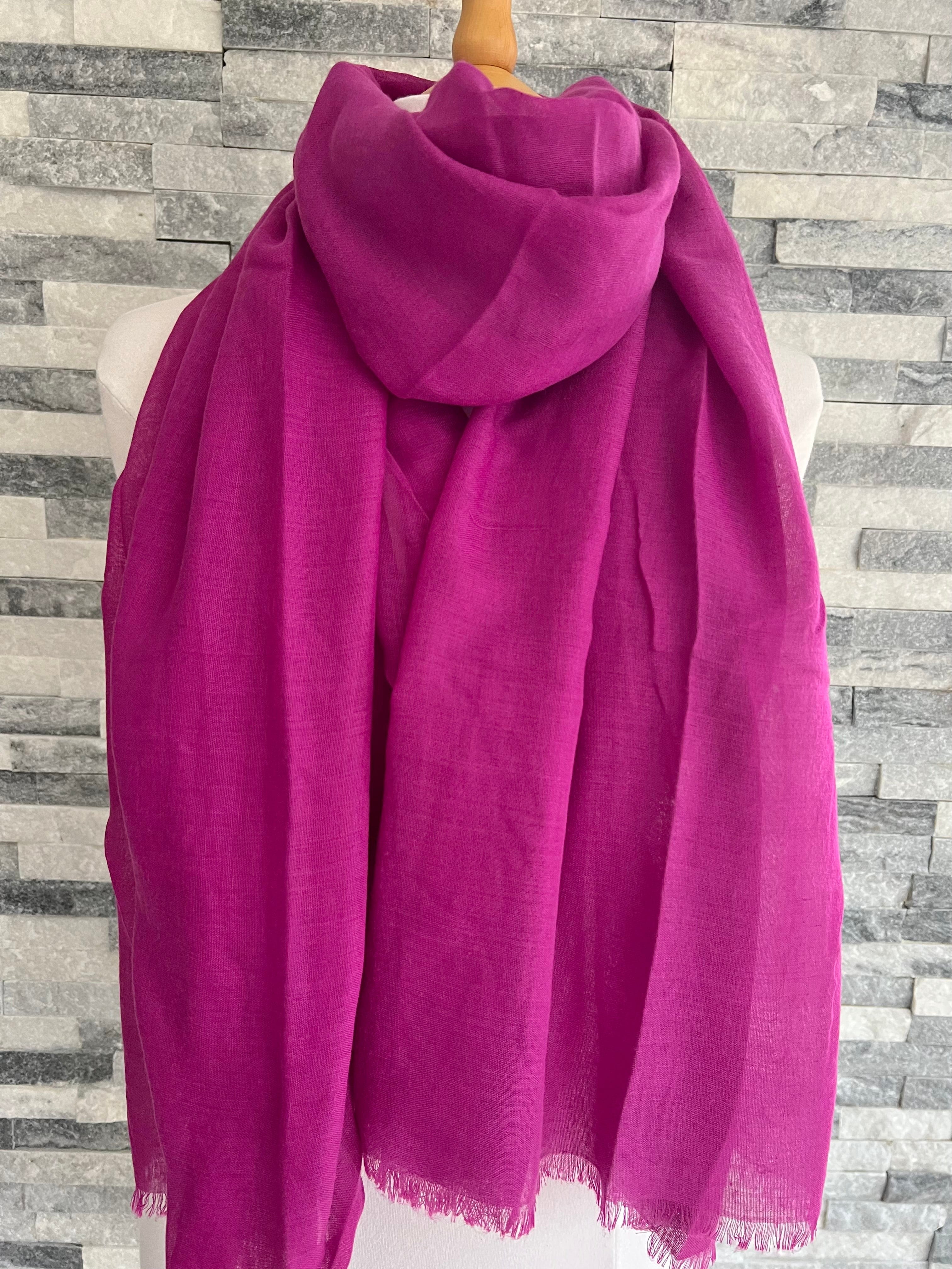 lusciousscarves Scarves Magenta Plain Light Weight Summer Scarf , Various Colours