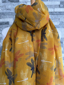 lusciousscarves Scarves Mustard Chic Dragonfly Scarf