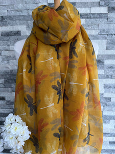 lusciousscarves Scarves Mustard Chic Dragonfly Scarf