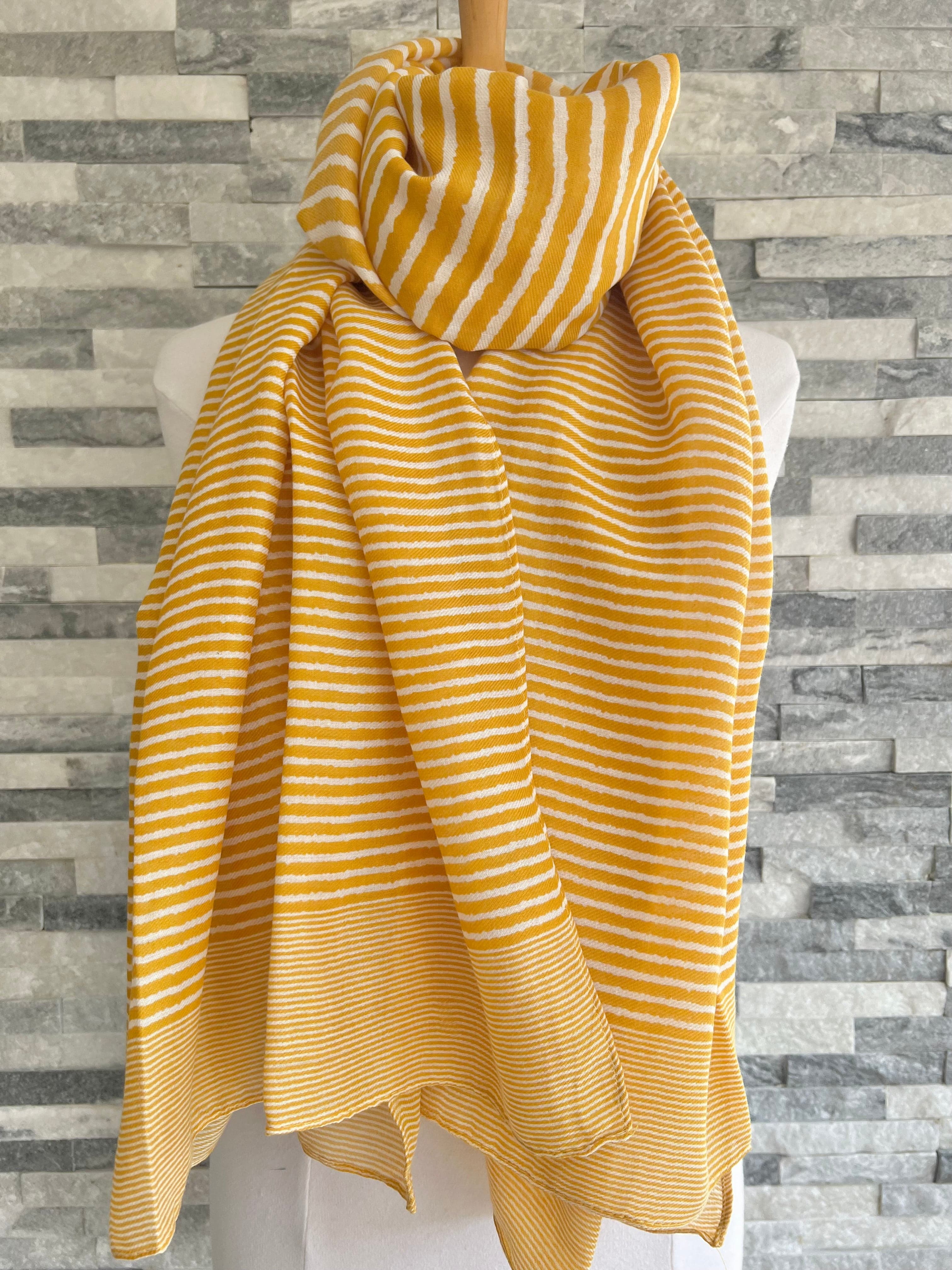 lusciousscarves Scarves Mustard Cross Stripes Scarf