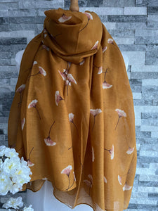 lusciousscarves Scarves Mustard Ginkgo Leaves Scarf
