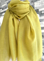 Load image into Gallery viewer, lusciousscarves Scarves Mustard Green Plain Light Weight Summer Scarf , Various Colours
