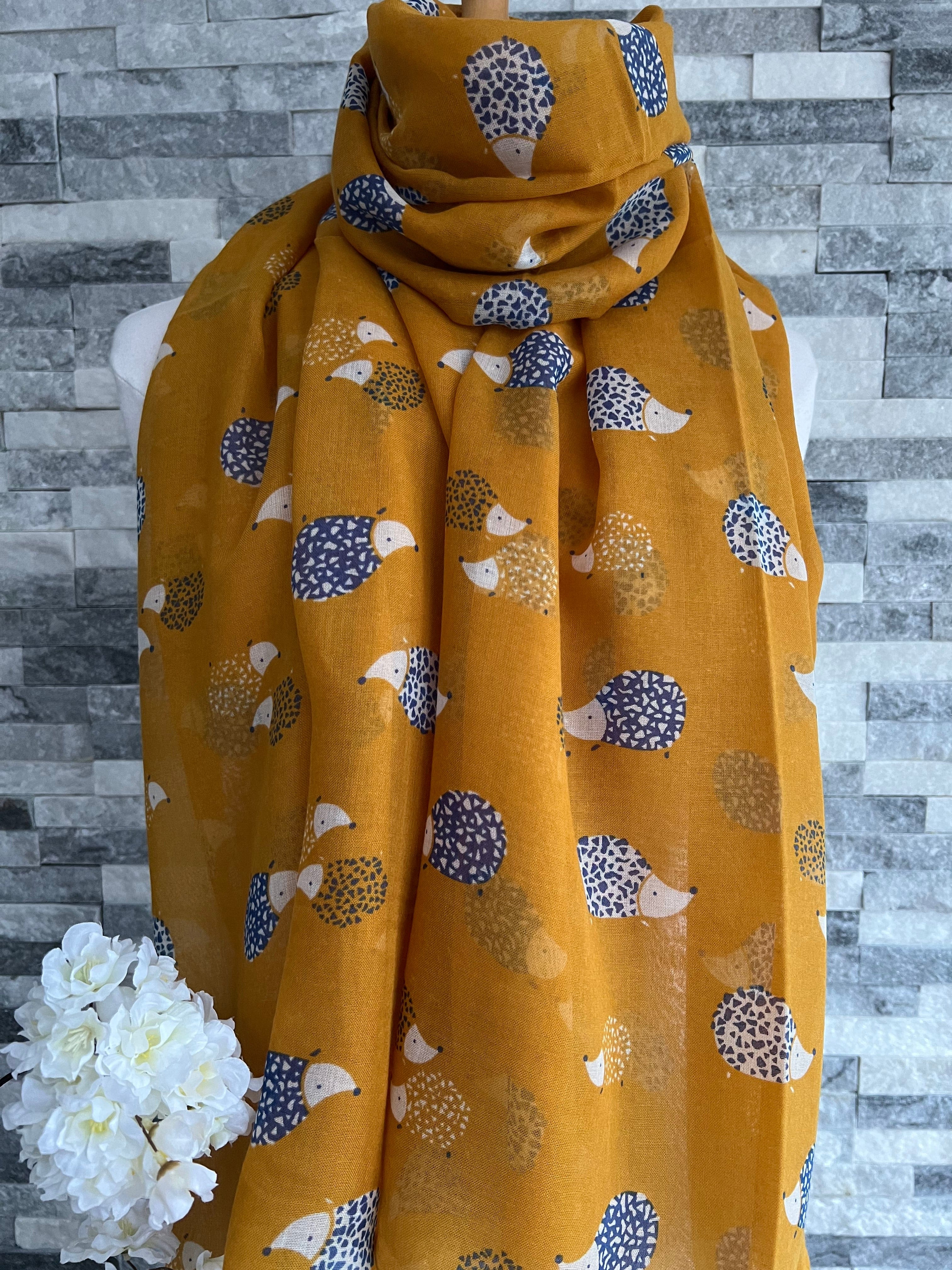 lusciousscarves Scarves Mustard Hedgehogs Scarf