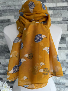 lusciousscarves Scarves Mustard Hedgehogs Scarf