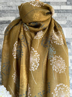 Load image into Gallery viewer, lusciousscarves Scarves Mustard Large Dandelion Clocks Scarf
