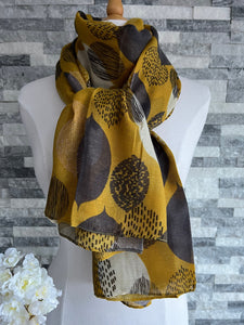 lusciousscarves Scarves Mustard Large Leaves Scarf