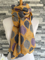 Load image into Gallery viewer, lusciousscarves Scarves Mustard Large Leaves Scarf
