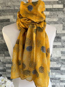 lusciousscarves Scarves Mustard Woody Trees Scarf