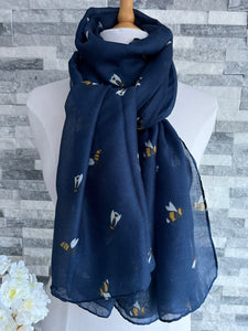 lusciousscarves Scarves Navy Bees scarf