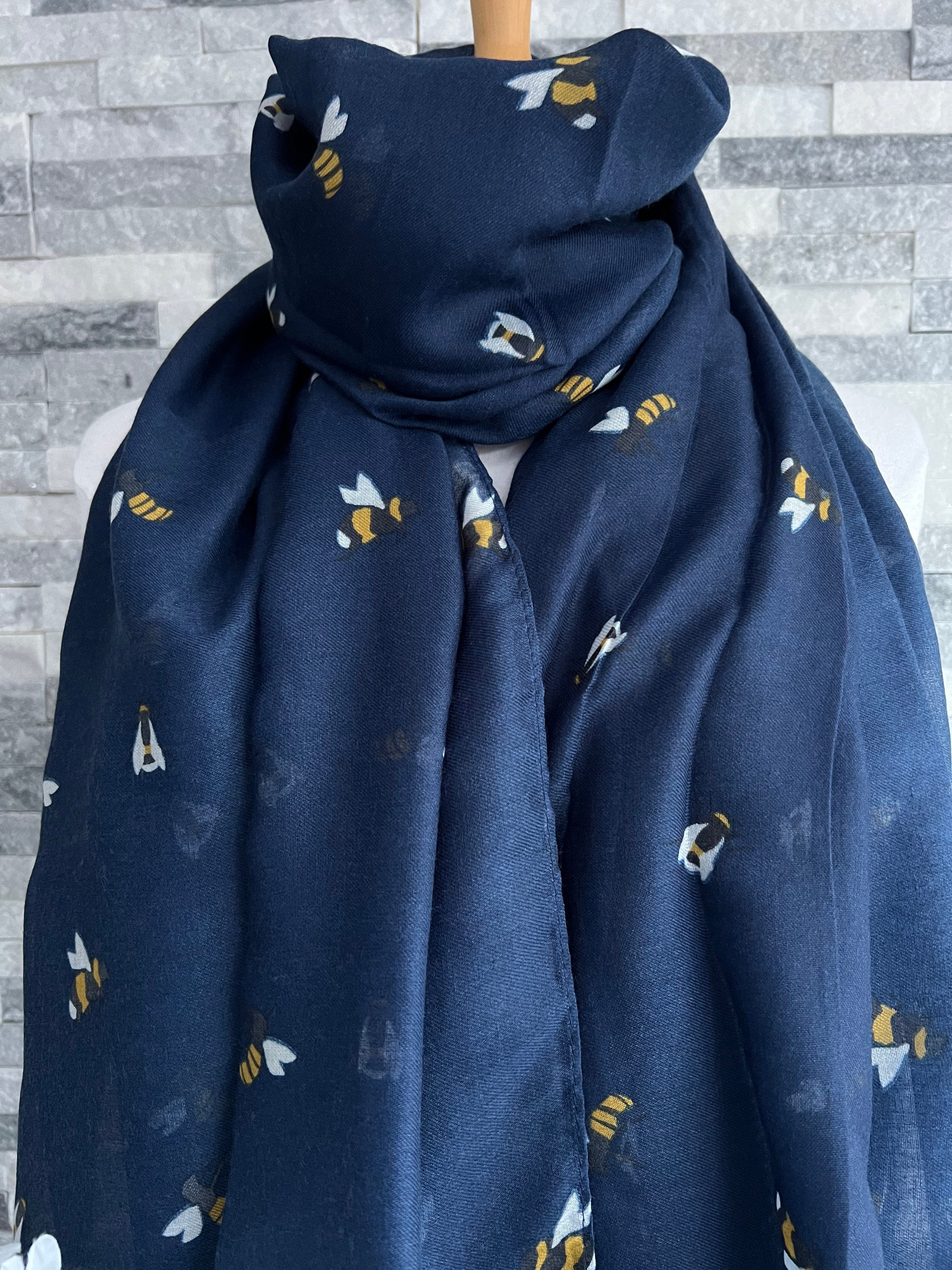 lusciousscarves Scarves Navy Bees scarf
