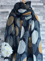 Load image into Gallery viewer, lusciousscarves Scarves Navy Blue Large Leaves Scarf
