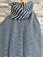 Load image into Gallery viewer, lusciousscarves Scarves Navy &amp; Cream Cross Stripes Scarf
