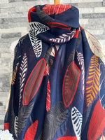 Load image into Gallery viewer, lusciousscarves Scarves Navy Patterned Leaves Scarf

