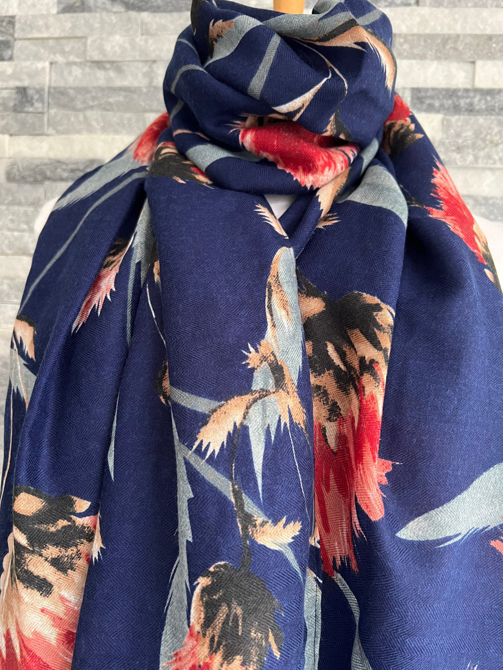 lusciousscarves Scarves Navy Thistle Scarf