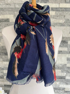 lusciousscarves Scarves Navy Thistle Scarf