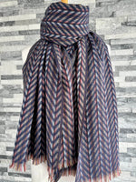Load image into Gallery viewer, lusciousscarves Scarves Navy Woven Chevron Stripes Scarf.
