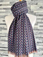 Load image into Gallery viewer, lusciousscarves Scarves Navy Woven Chevron Stripes Scarf.
