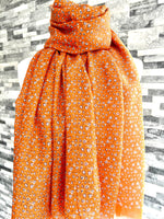 Load image into Gallery viewer, lusciousscarves Scarves Orange and Grey Light Weight Scarf with Mini Leopard Print
