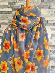 lusciousscarves Scarves Pale Blue Daffodils Scarf