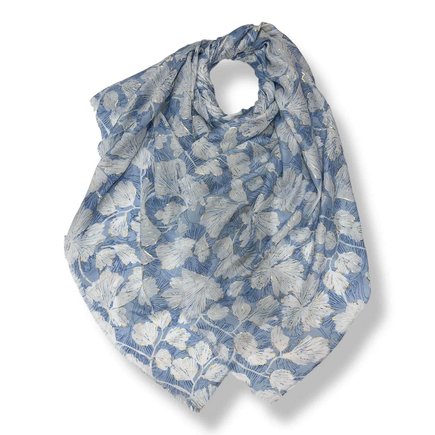 lusciousscarves Scarves Pale Blue Gooseberry fruit print Scarf, Light Weight
