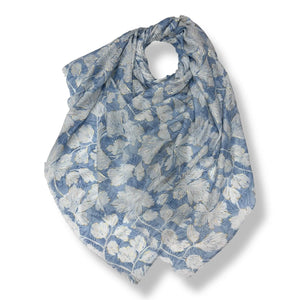 lusciousscarves Scarves Pale Blue Gooseberry fruit print Scarf, Light Weight