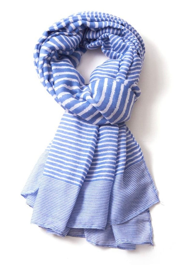 lusciousscarves Scarves Pale Blue & White Cross Stripes Scarf