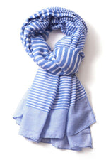 Load image into Gallery viewer, lusciousscarves Scarves Pale Blue &amp; White Cross Stripes Scarf
