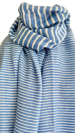 Load image into Gallery viewer, lusciousscarves Scarves Pale Blue &amp; White Cross Stripes Scarf
