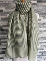 Load image into Gallery viewer, lusciousscarves Scarves Pale Green Cross Stripes Scarf
